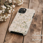 Cream Floral Phone Case | Compatible with MagSafe Magnetic Charging | Minimalist Elegant Botanical Art | Aesthetic Ivory Blossom Design