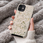 Cream Floral Phone Case | Compatible with MagSafe Magnetic Charging | Minimalist Elegant Botanical Art | Aesthetic Ivory Blossom Design
