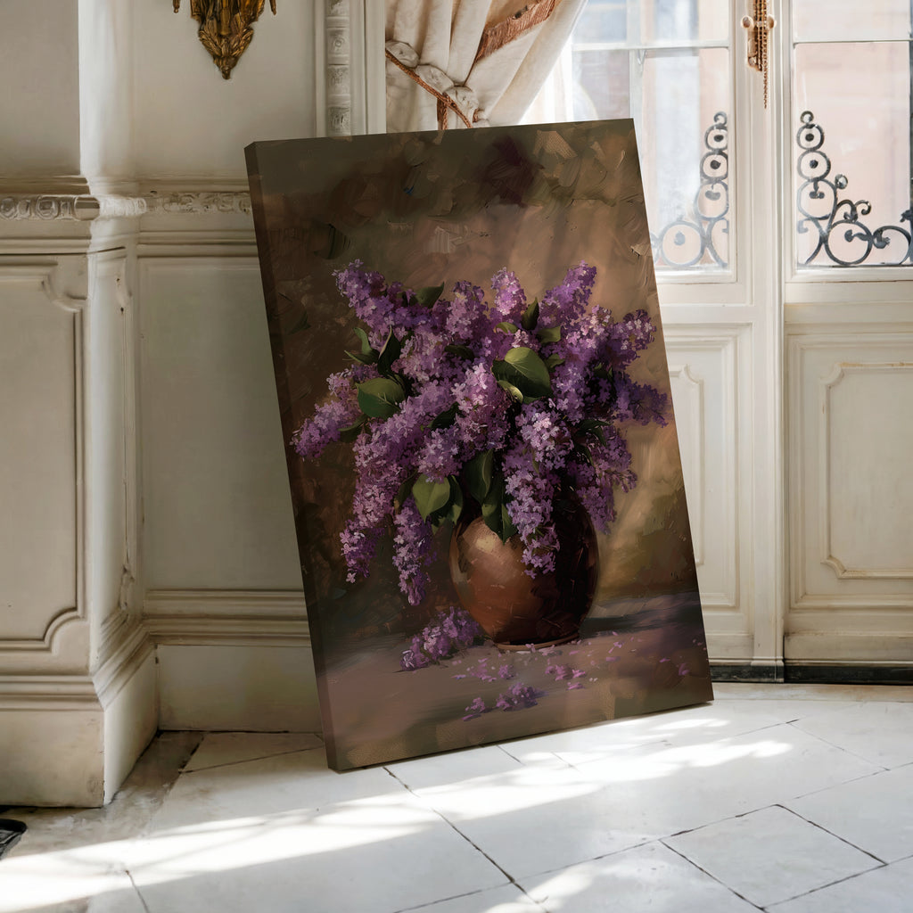 Fliederstrauß-Leinwandbild | Lila Blumendruck | Landhausdeko