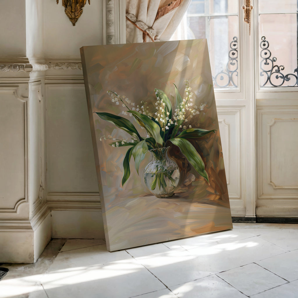 Tableau sur toile Muguet - Bouquet floral vintage, nature morte botanique élégante, magnifique décoration champêtre classique