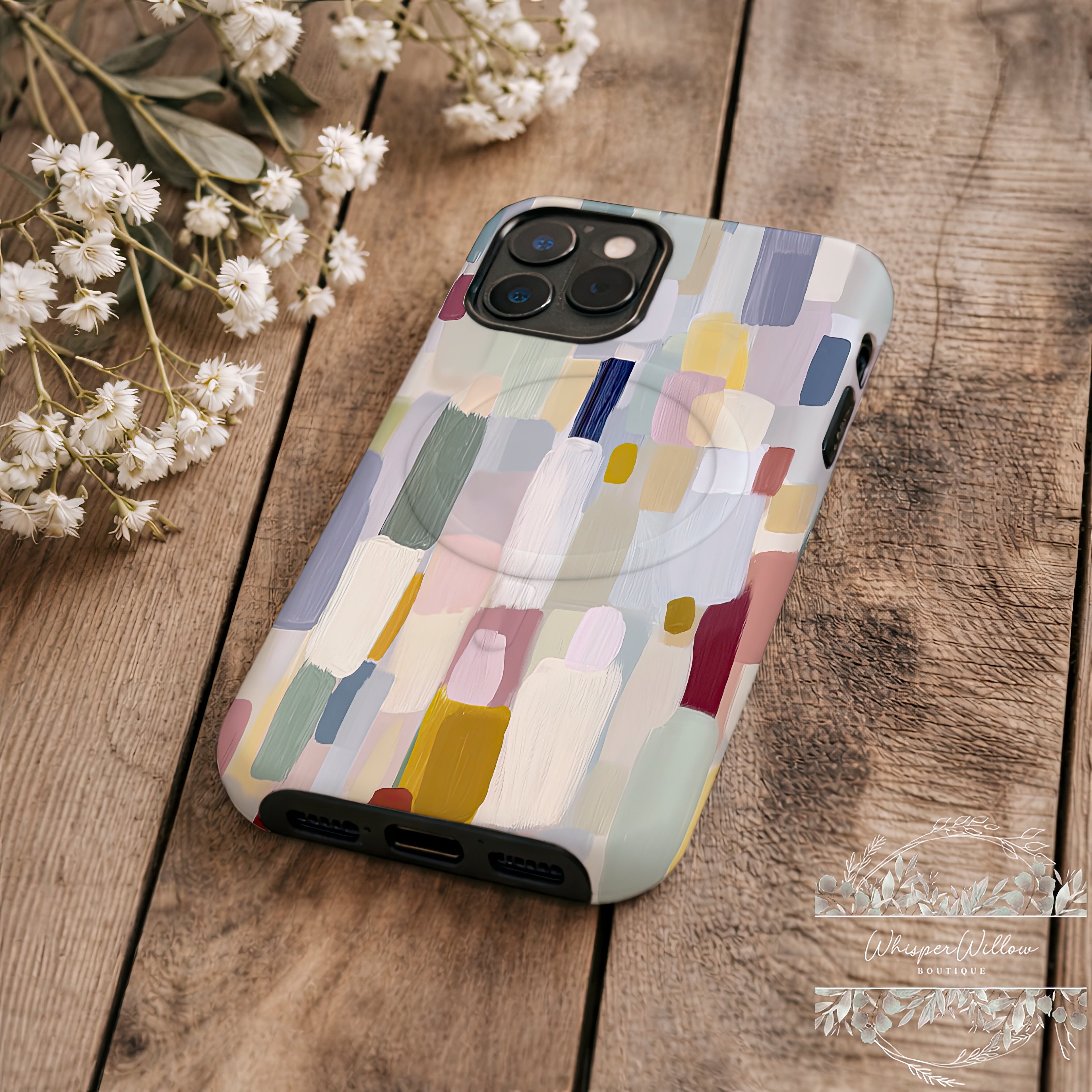 Pastel Color Block Phone Case | Compatible with MagSafe | Aesthetic Abstract Art | Minimalist Modern Cover