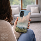 Pastel Sky Landscape Phone Case | Compatible with Samsung Devices | Colorful Scenic Hills Aesthetic Art