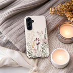 Botanical Wildflower Case Compatible with Samsung Galaxy | Minimalist Vintage Floral Meadow Aesthetic Soft Neutral Nature Garden Design
