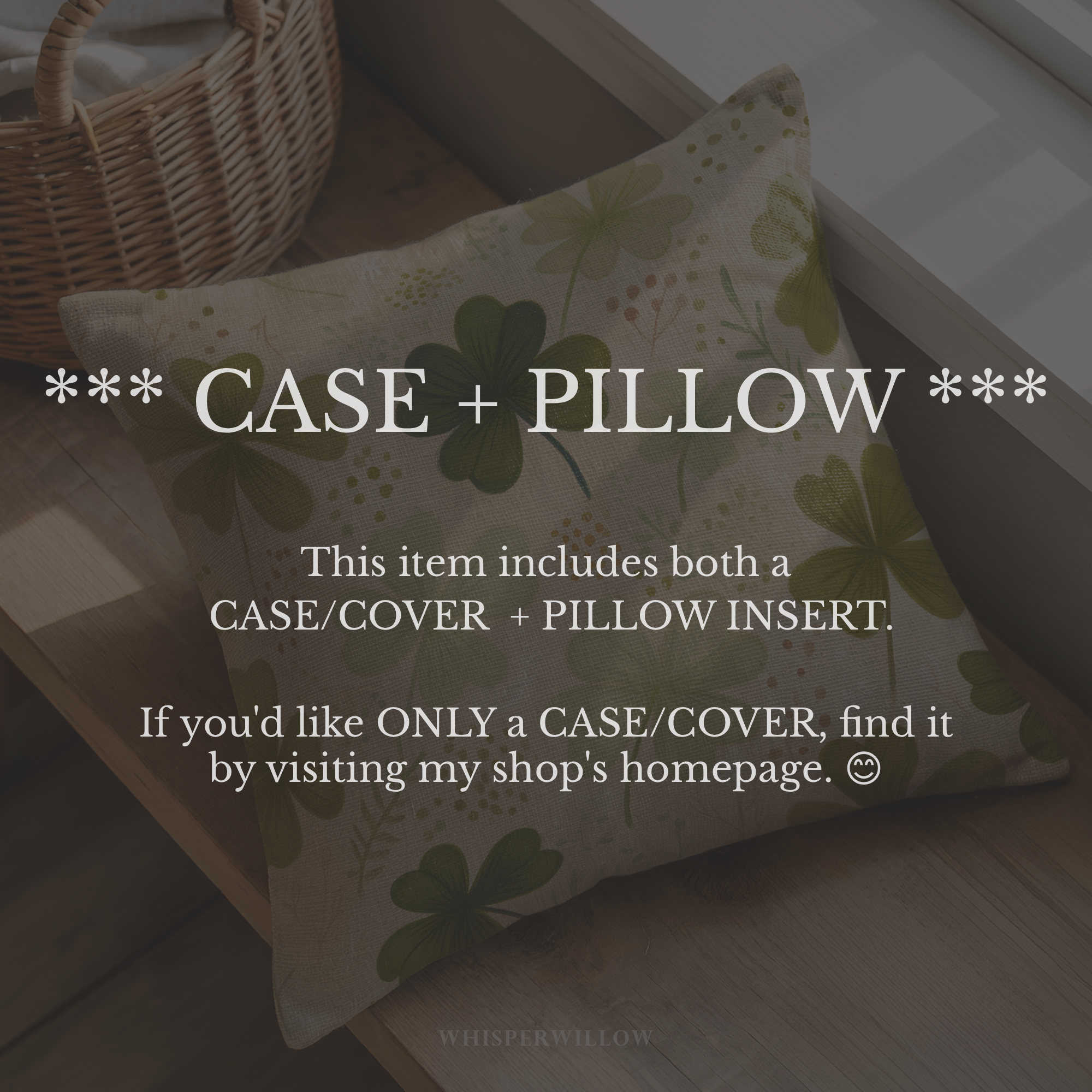 St Patrick Clover Throw Pillow, Green Shamrock Floral Botanical Design, Spring Cottage Decor Cushion, Gift for Kids and Adults