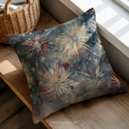 Abstract Fireworks Floral Throw Pillow and Case - Red White Blue Patriotic Home Decor