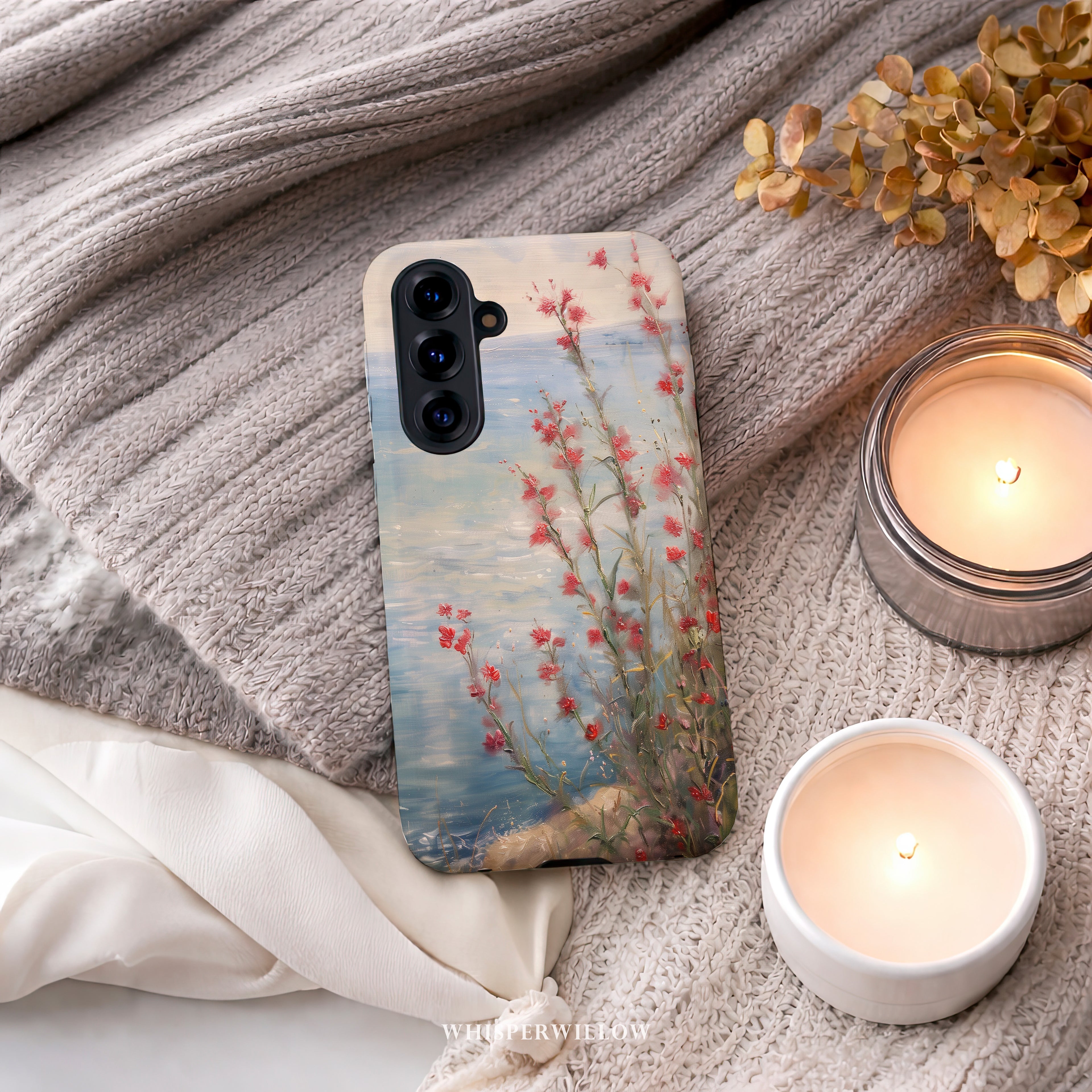 Coastal Wildflower Phone Case | Floral Aesthetic Art | Compatible with Samsung – Nature Lake Pastel Spring Summer Gift