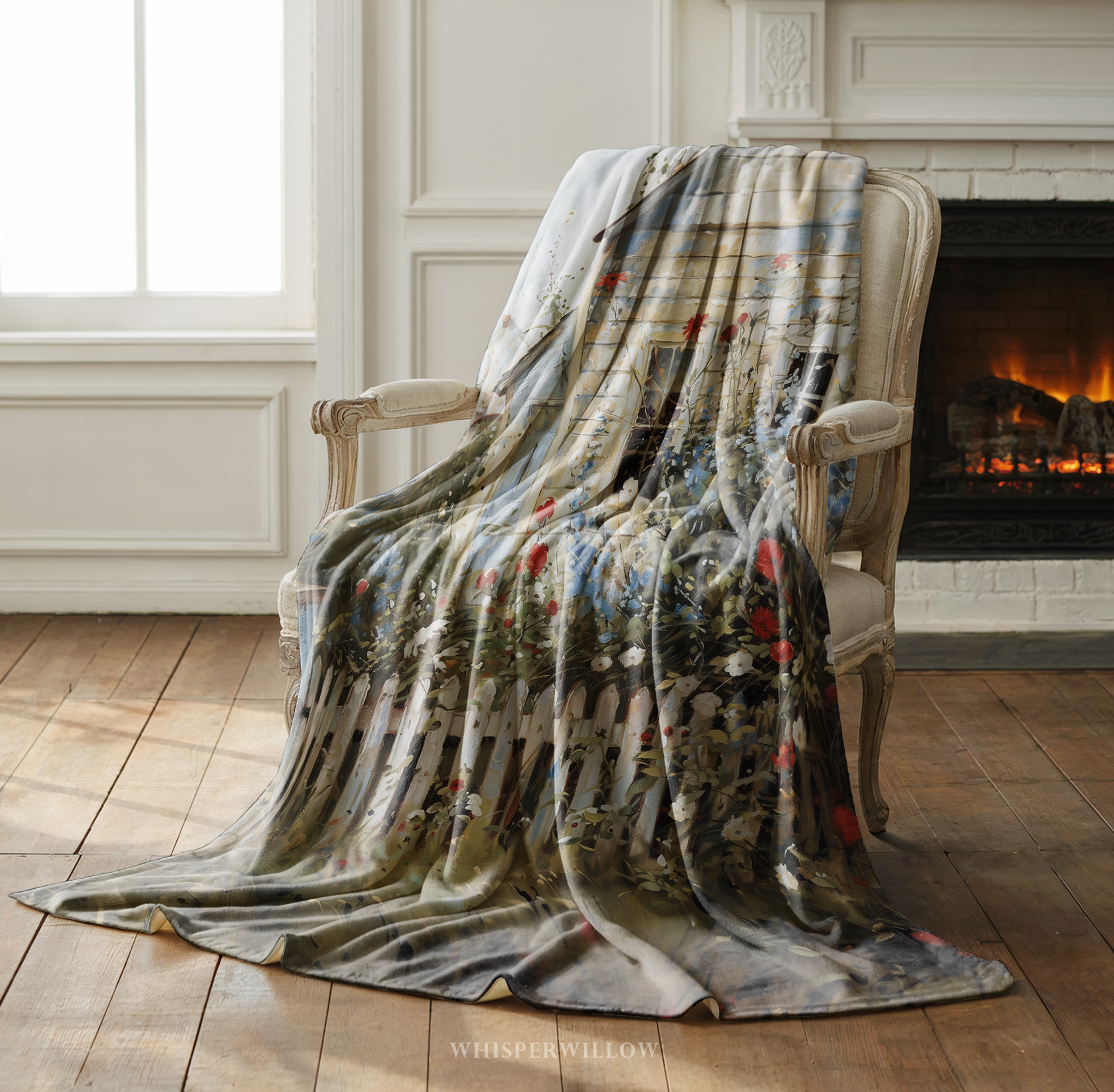 Patriotic Cottage Garden Throw Blanket - American Wildflower Farmhouse Gift