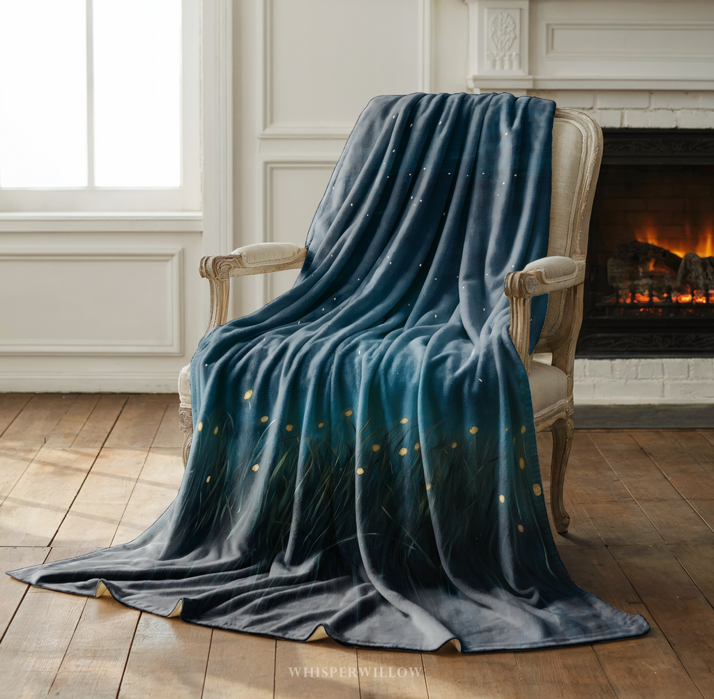 Firefly Meadow Throw Blanket - Starry Night Sky Summer Grass Gift