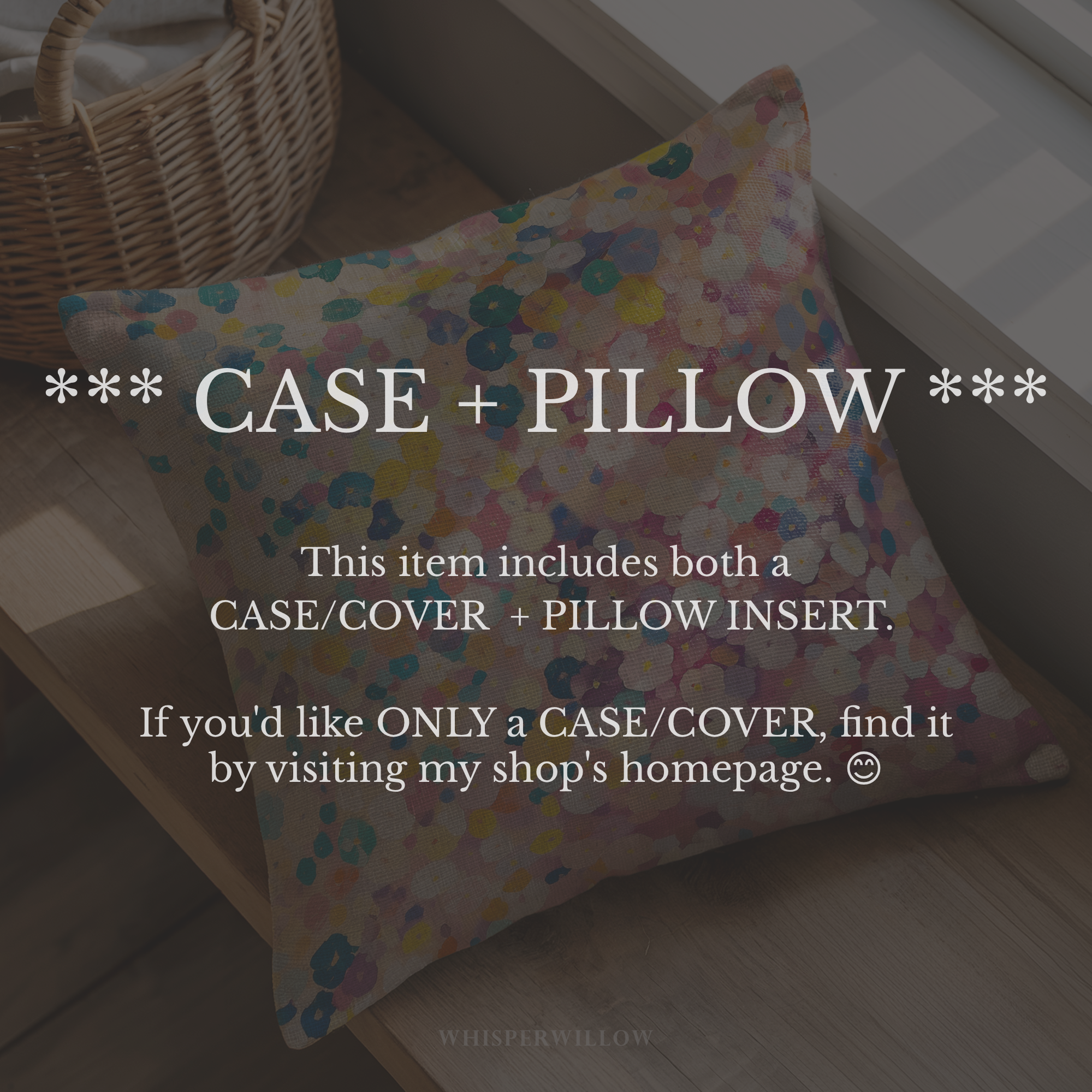 Colorful Floral Abstract Pillow and Case | Pastel Flower Garden Cushion Decorative Spring Accent Gift