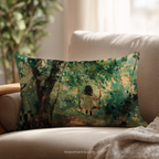 Kissen „Kind auf Baumschaukel“ – Kissen „Verzauberter Vintage-Wald“