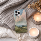 Pastel Sky Landscape Phone Case Compatible with iPhone | Colorful Countryside Rolling Hills Scenic Art Cover