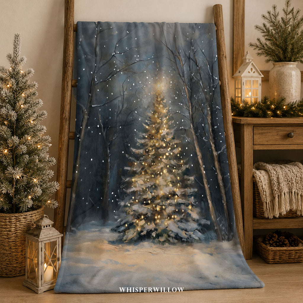 Winter Forest Christmas Throw Blanket - Festive Tree Snowfall Gift