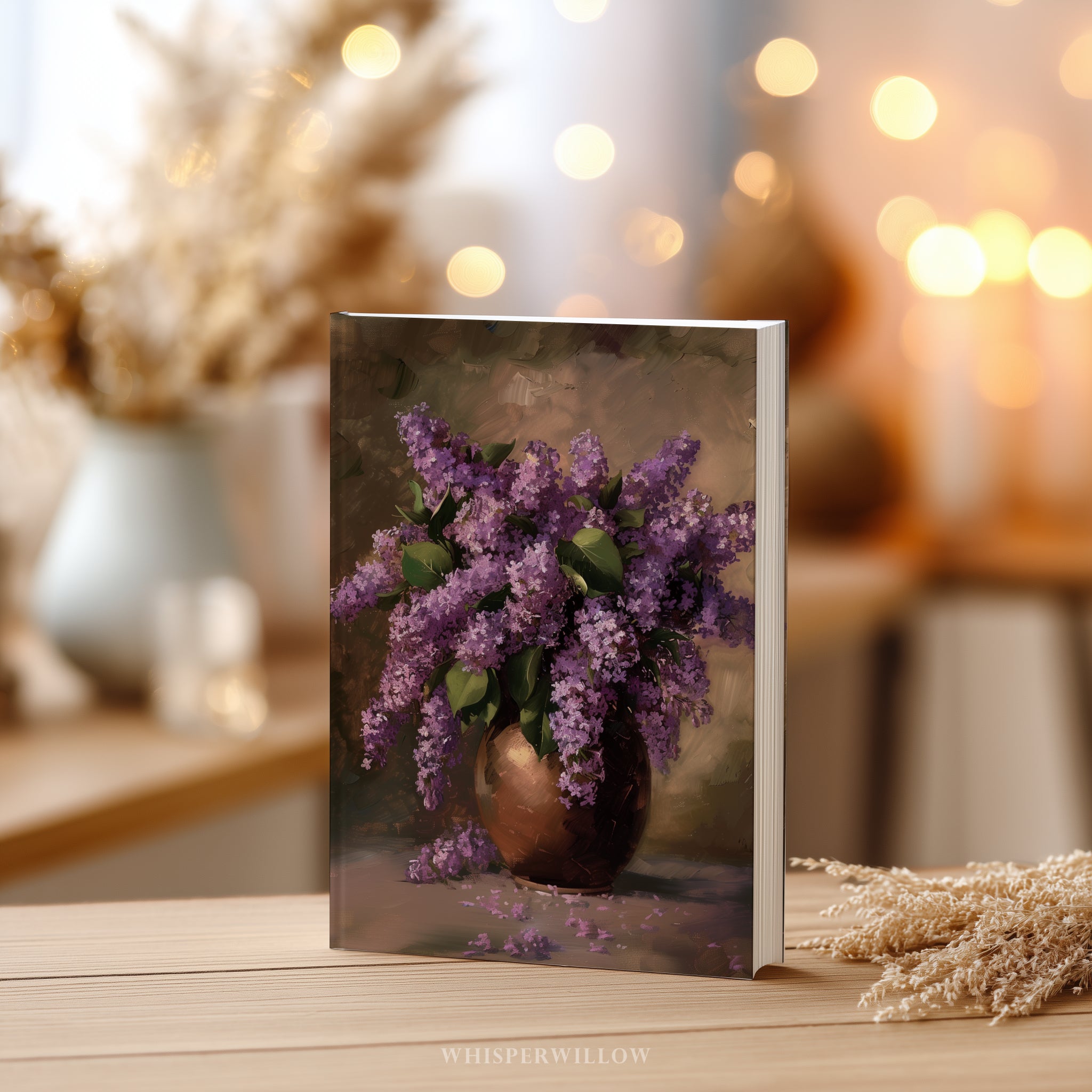 Flieder-Stillleben-Notizbuch (Hardcover) – Lila Blumenstrauß, Vintage-Notizbuch im Landhausstil, elegantes Geschenk