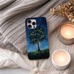 Mystical Tree Phone Case | Compatible with MagSafe Charging | Starry Night Sky Aesthetic | Glowing Nature Art | Celestial Fireflies