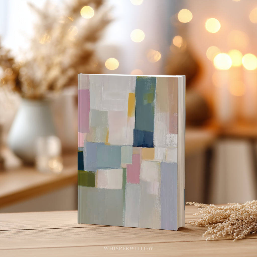 Notizbuch mit abstrakten geometrischen Blöcken (Hardcover) – Modernes Farb- und Musterdesign – Geschenkidee