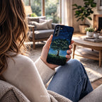 Mystical Tree Phone Case | Night Sky Art | Compatible with Samsung | Glowing Fireflies, Dreamy Stars, Nature