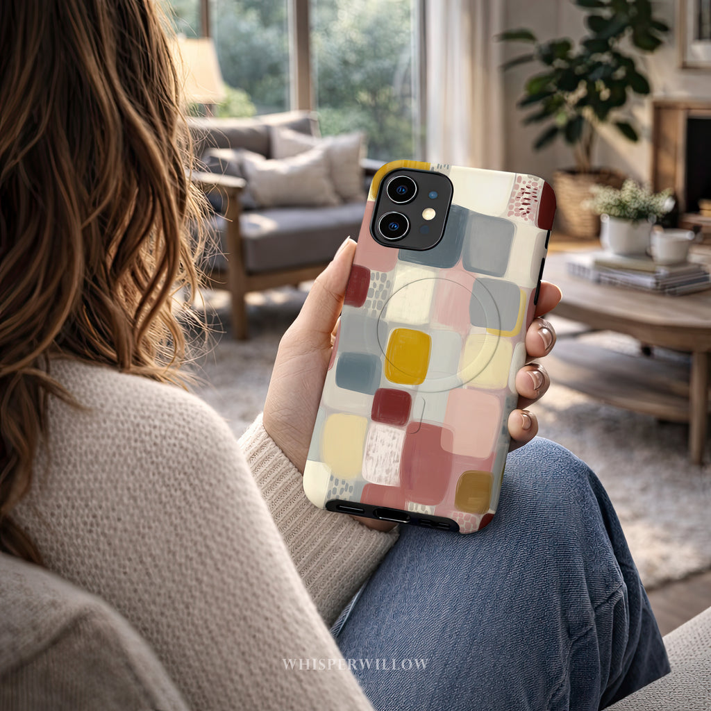 Abstract Color Block Phone Case | Compatible with MagSafe Charging | Cute Aesthetic Artistic Colorful Modern Neutral Gift