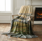 Pastoral Coastal Landscape Throw Blanket - Irish Countryside Sheep Gift