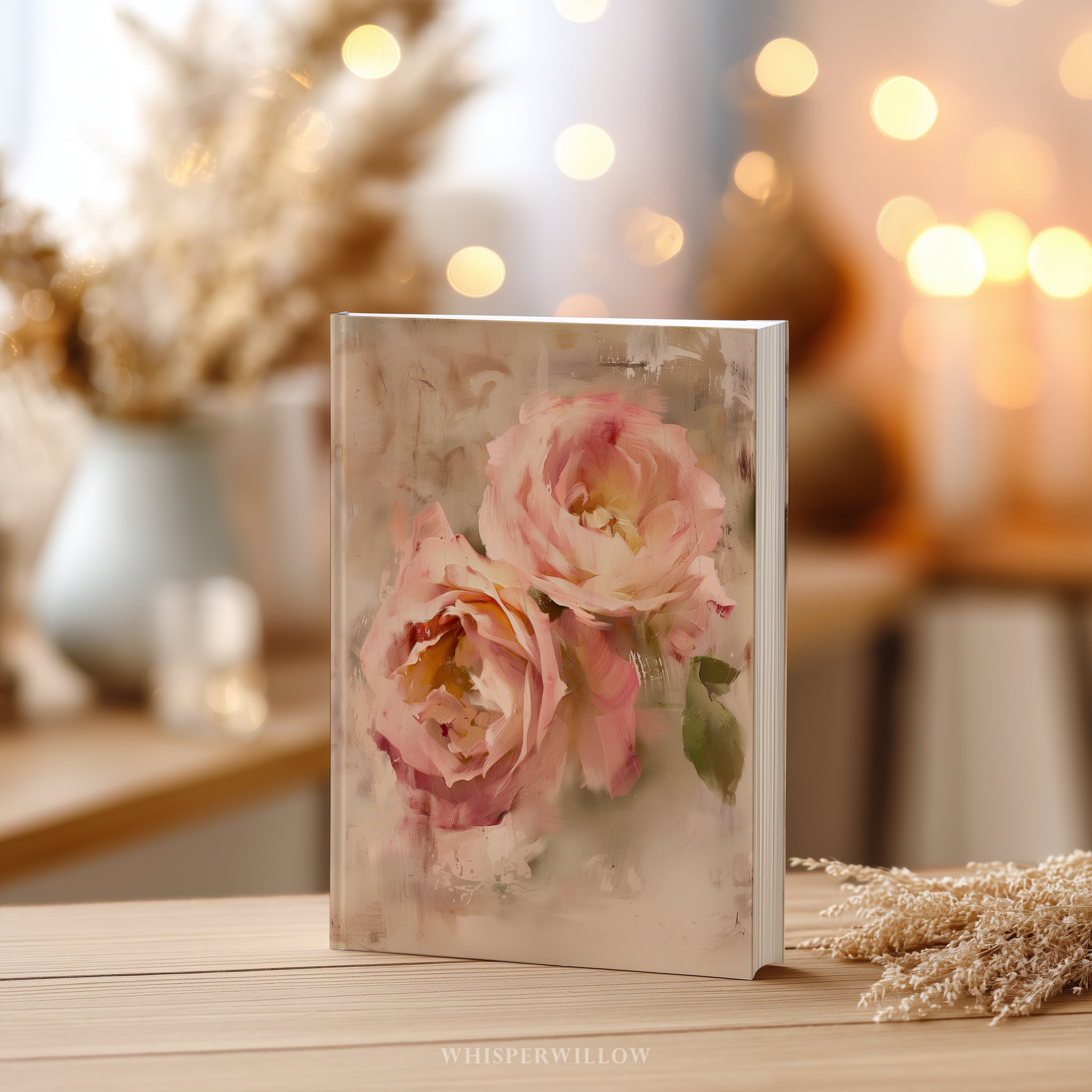 Hardcover-Notizbuch (20,3 x 14,6 cm) | Rosa-farbenes, abstraktes Blumenmuster | Vintage-Notizbuch mit botanischen Blumenmotiven – das perfekte Geschenk!