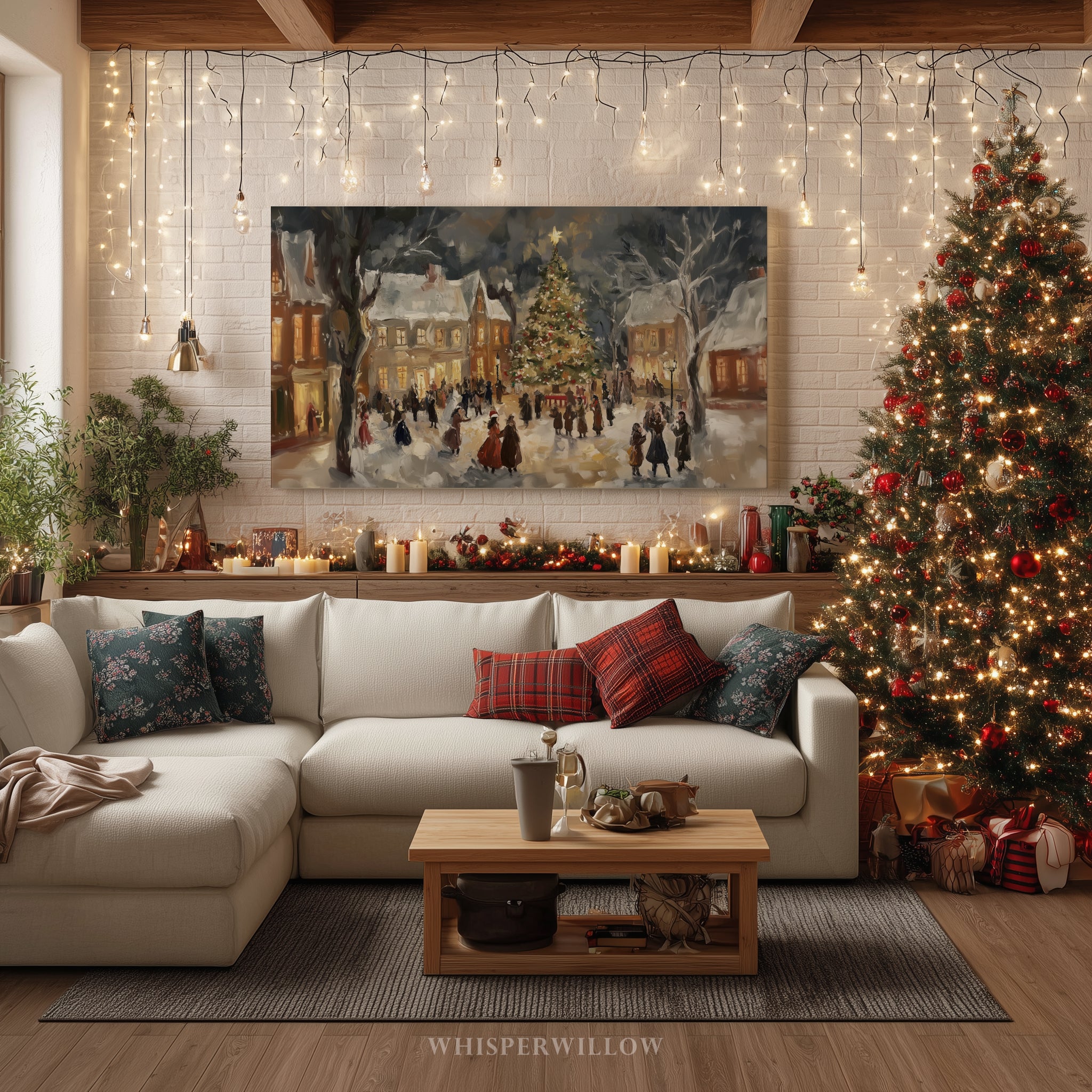 Weihnachtliches Leinwandbild | Vintage-Winterszene mit viktorianischen Weihnachtssängern | Geschenkidee für die Weihnachtsdekoration