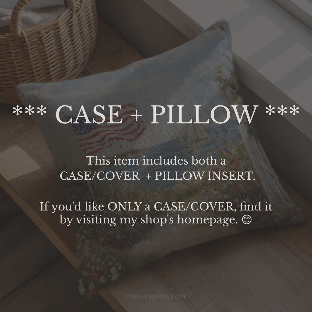 Patriotic American Flag Throw Pillow, Seaside Sailboat Wildflower Design, Independence Day Cushion, 4th of July Home Decor Gift