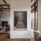 Weihnachtsbaum-Leinwandbild – Bezaubernde verschneite Waldszene, zauberhafte Winterdekoration