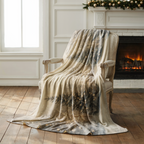 Winter Forest Throw Blanket - Snowy Trees Golden Lights Gift
