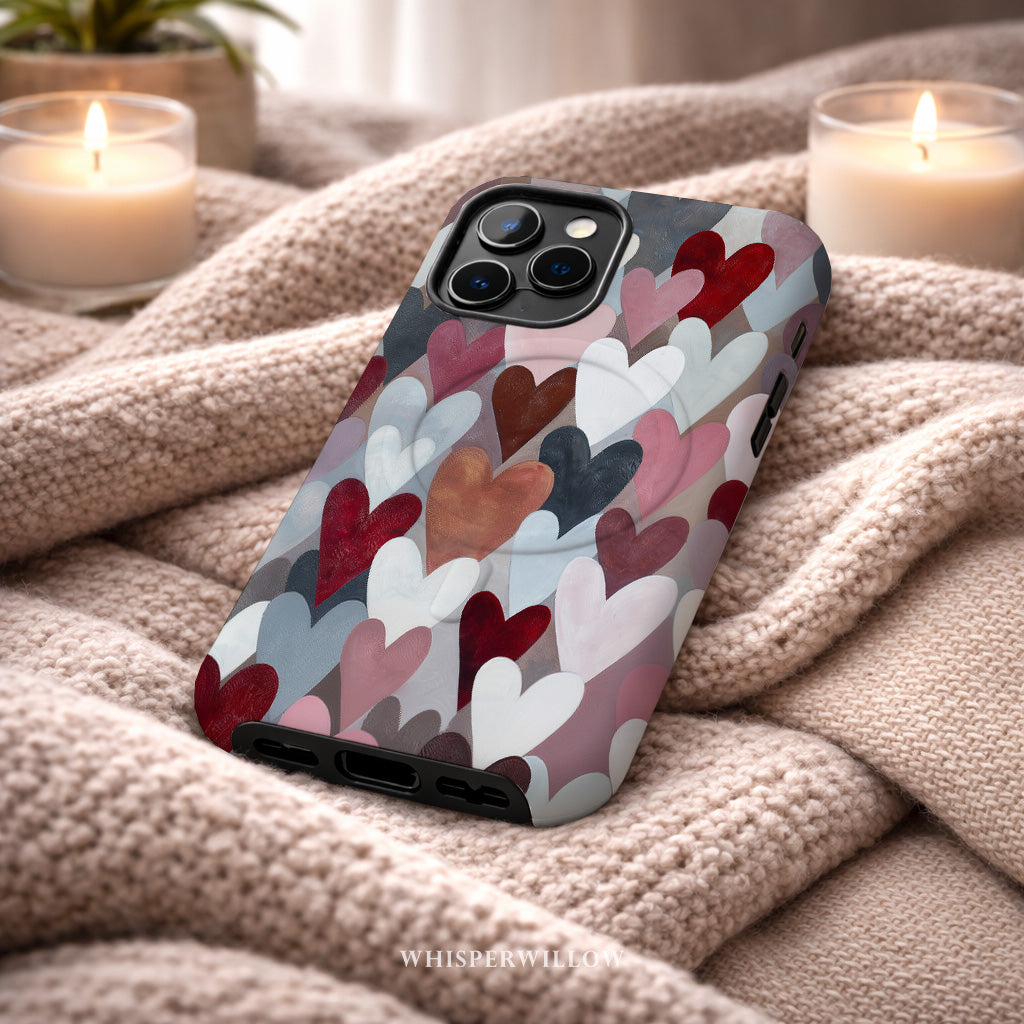 Cute Heart Pattern Phone Case | Romantic Valentine Design | Magnetic Charging Compatible with iPhone