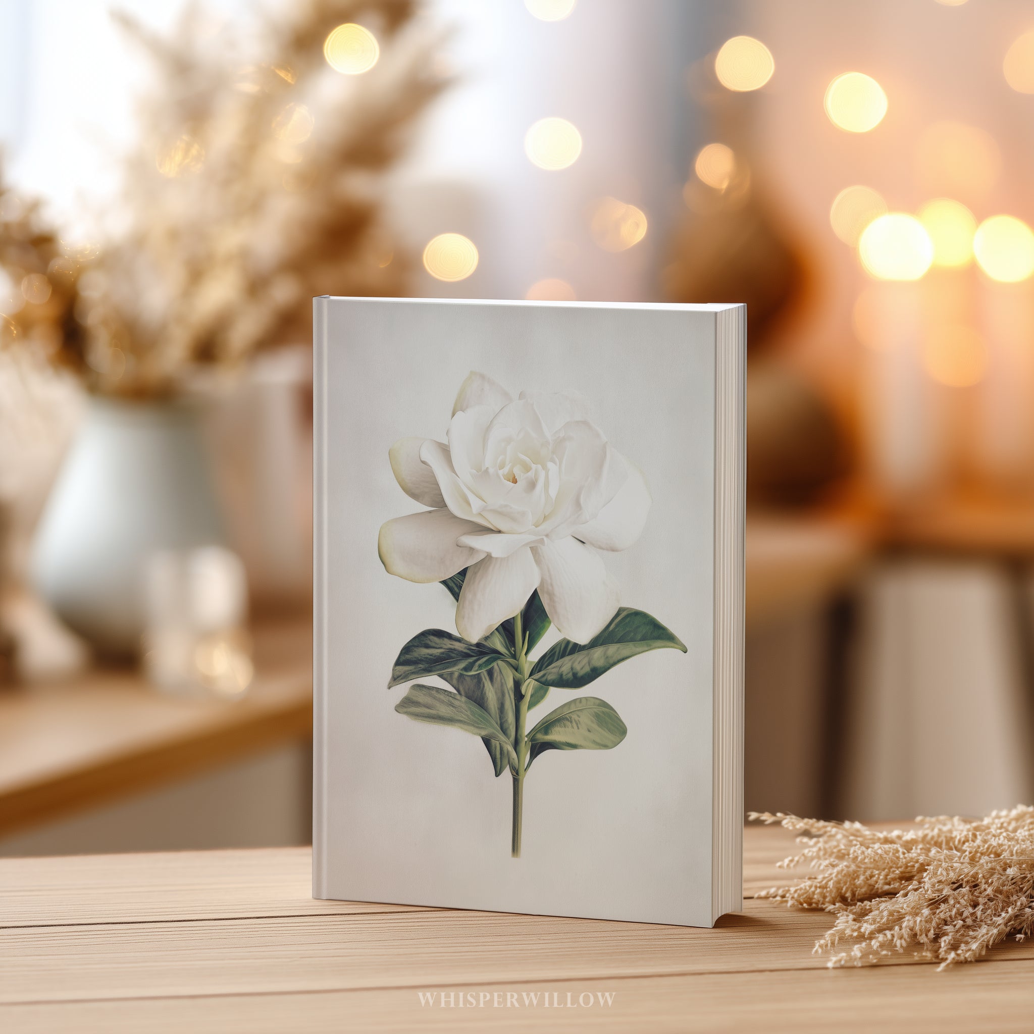 Notizbuch „White Gardenia“ (Hardcover) – Elegantes florales Dekor, minimalistisches botanisches Notizbuch