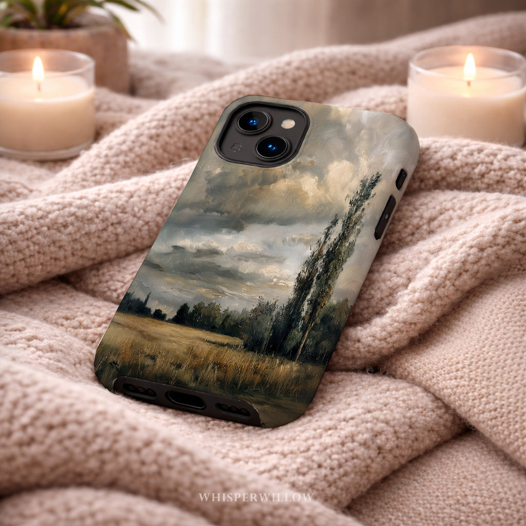 Moody Landscape Artistic Phone Case | Compatible with iPhone Models | Storm Sky Nature Scenic Neutral Rustic