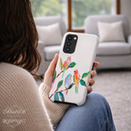 Colorful Bird Branch Art Tough Case | Compatible with Samsung Galaxy Android Phones | Dual Layer Shockproof Protective Cover | Matte Finish