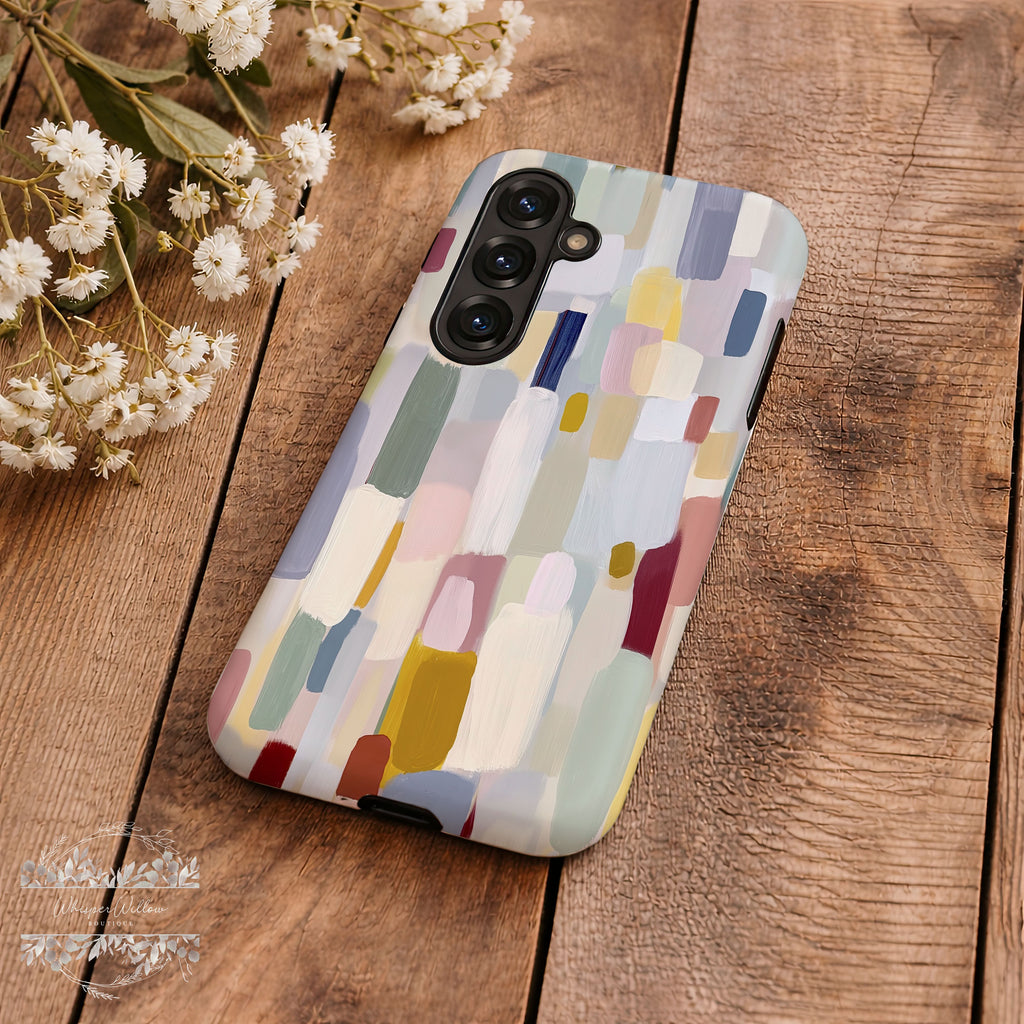 Pastel Color Block Phone Case | Compatible with Samsung | Aesthetic Geometric Art | Modern Minimalist Abstract Colorful Design Cover