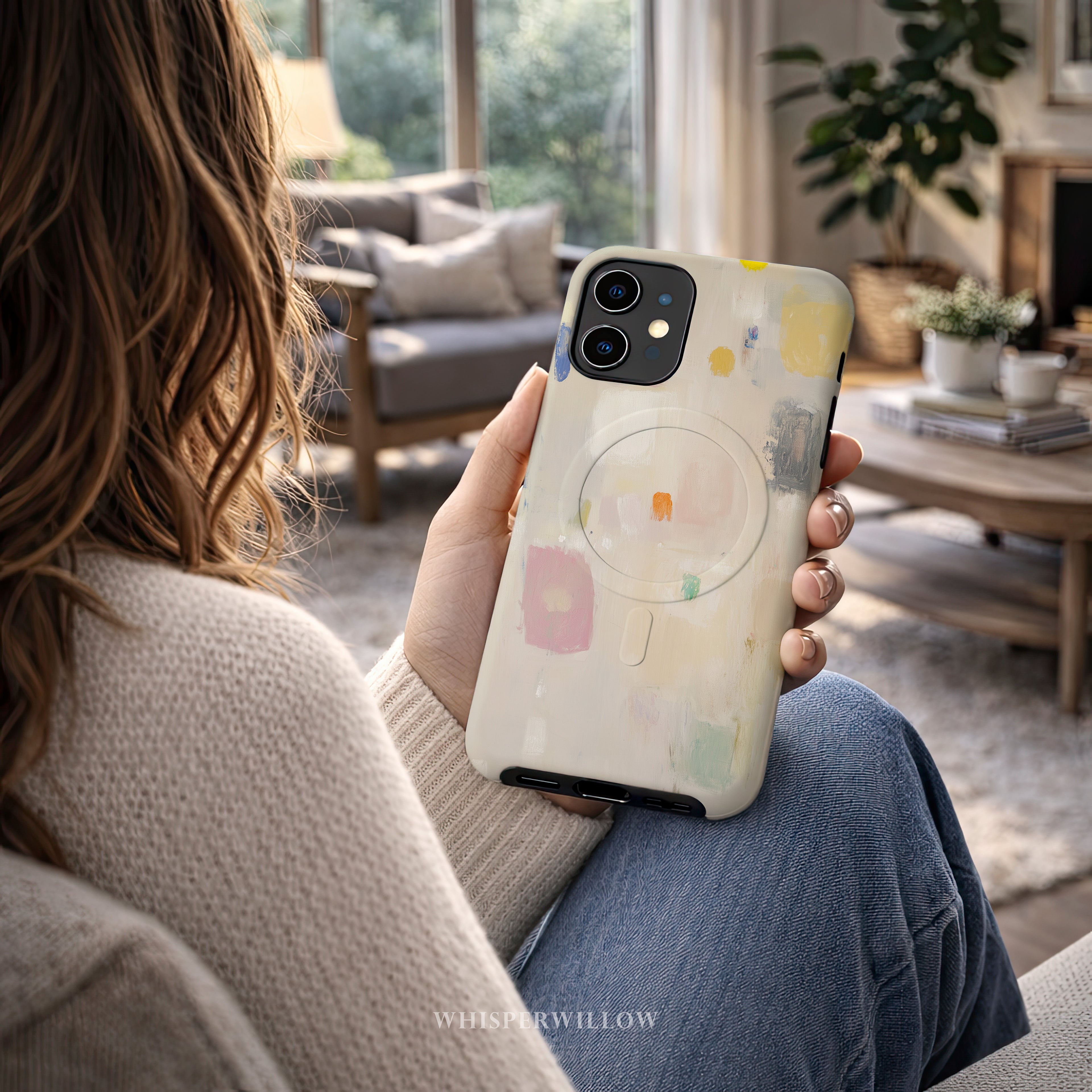 Abstract Pastel Art Magnetic Case | iPhone Compatible | Colorful Minimal Design Cover