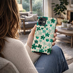 Teal Shamrock Magnetic Phone Case | Compatible with iPhone | Lucky Four Leaf Clover Cover