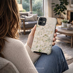 Cream Floral Phone Case | Compatible with MagSafe Magnetic Charging | Minimalist Elegant Botanical Art | Aesthetic Ivory Blossom Design