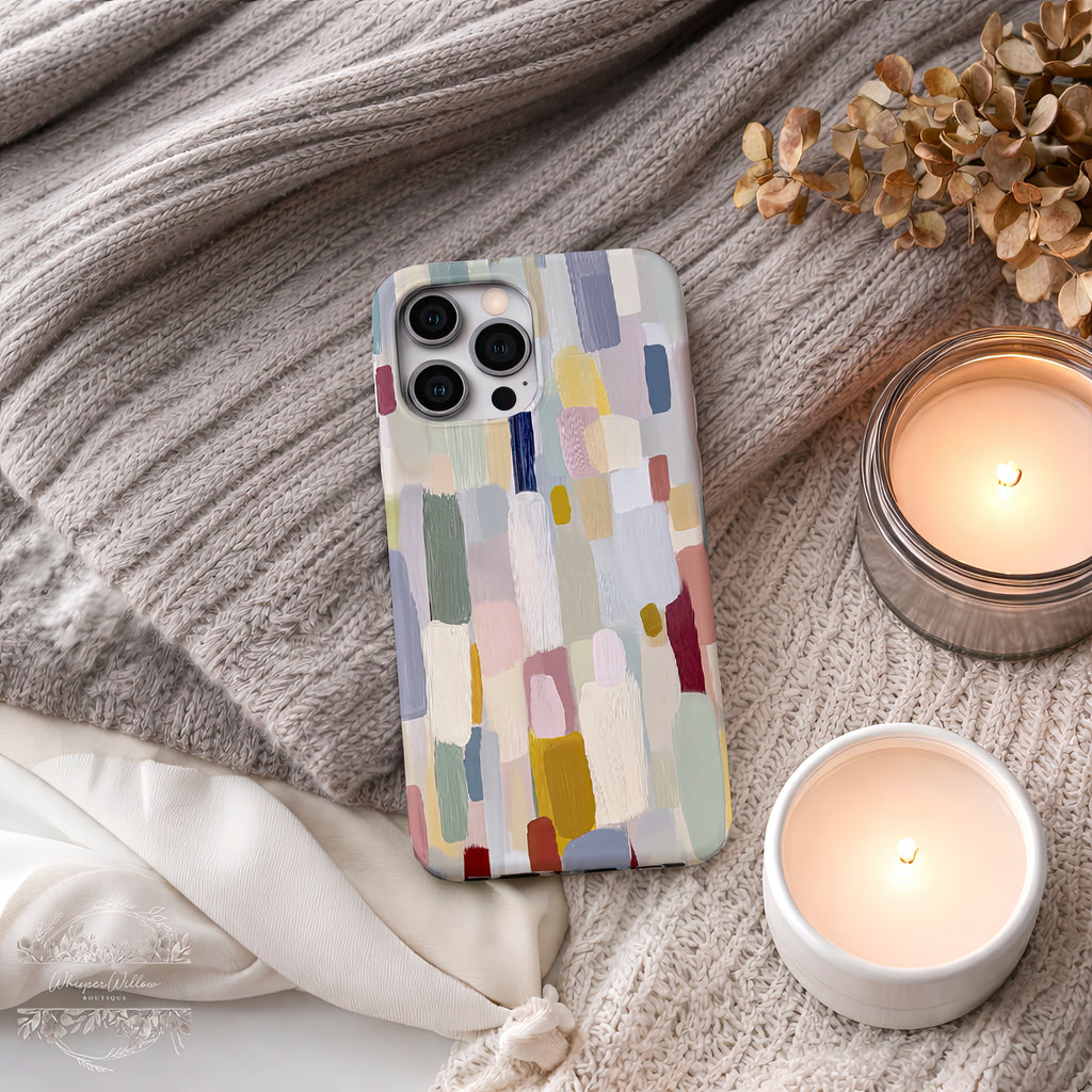 Pastel Color Block Phone Case | Compatible with iPhone | Abstract Aesthetic Geometric Art Cover