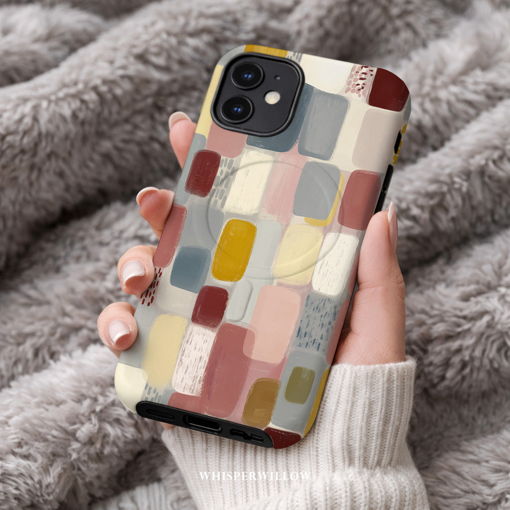 Abstract Color Block Phone Case | Compatible with MagSafe Charging | Cute Aesthetic Artistic Colorful Modern Neutral Gift