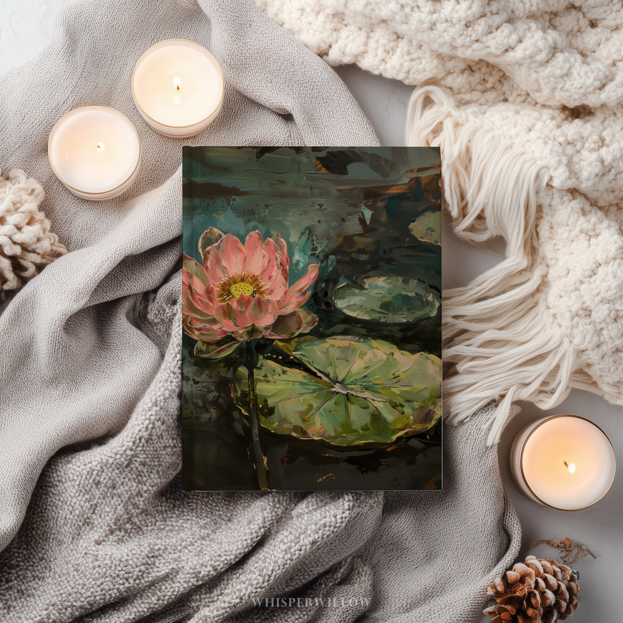 Pink Lotus Hardcover-Notizbuch – Floraler Wassergarten, botanisches Notizbuch als Geschenk