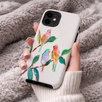 Colorful Bird Art Phone Case Compatible with iPhone | Songbird Branch Design | Cute Aesthetic Nature | Joyful Bird Lover Gift