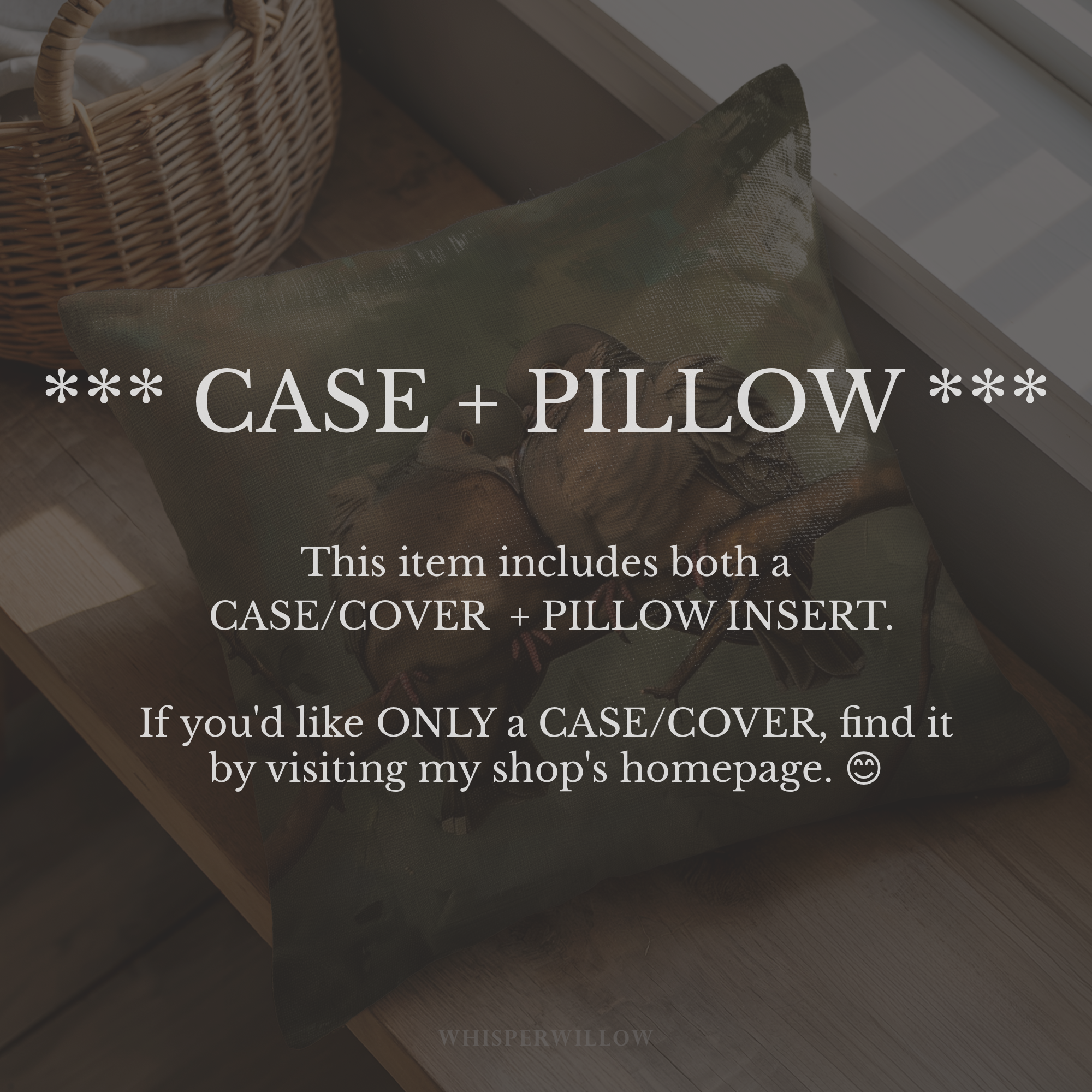 Romantic Dove Throw Pillow and Case - Nature Love Birds Decorative Cushion Wildlife Art Gift