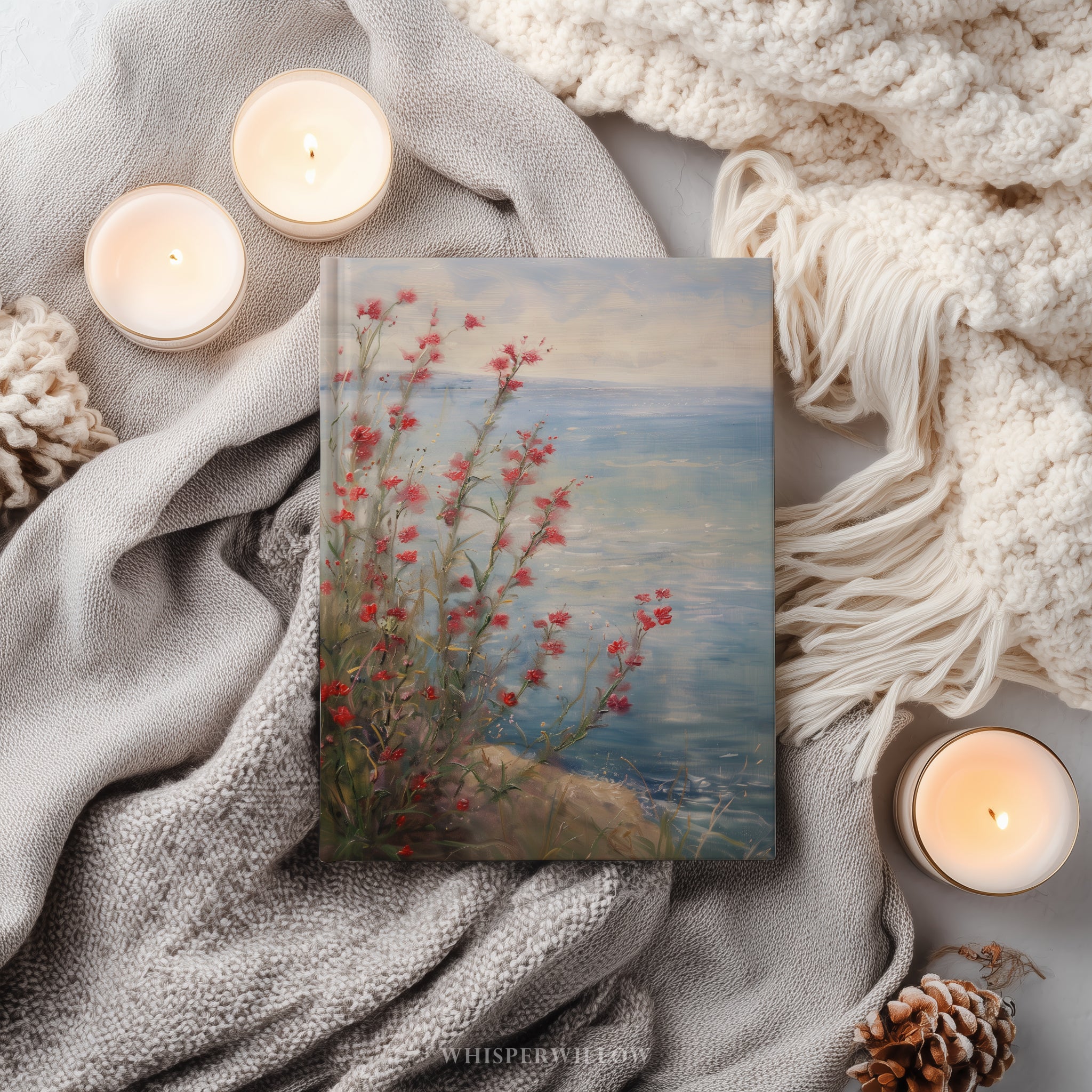 Hardcover-Notizbuch, 20,3 x 14,6 cm | Rote Wildblumen, Strandmotiv | Notizbuch in patriotischen USA-Farben – das perfekte Geschenk