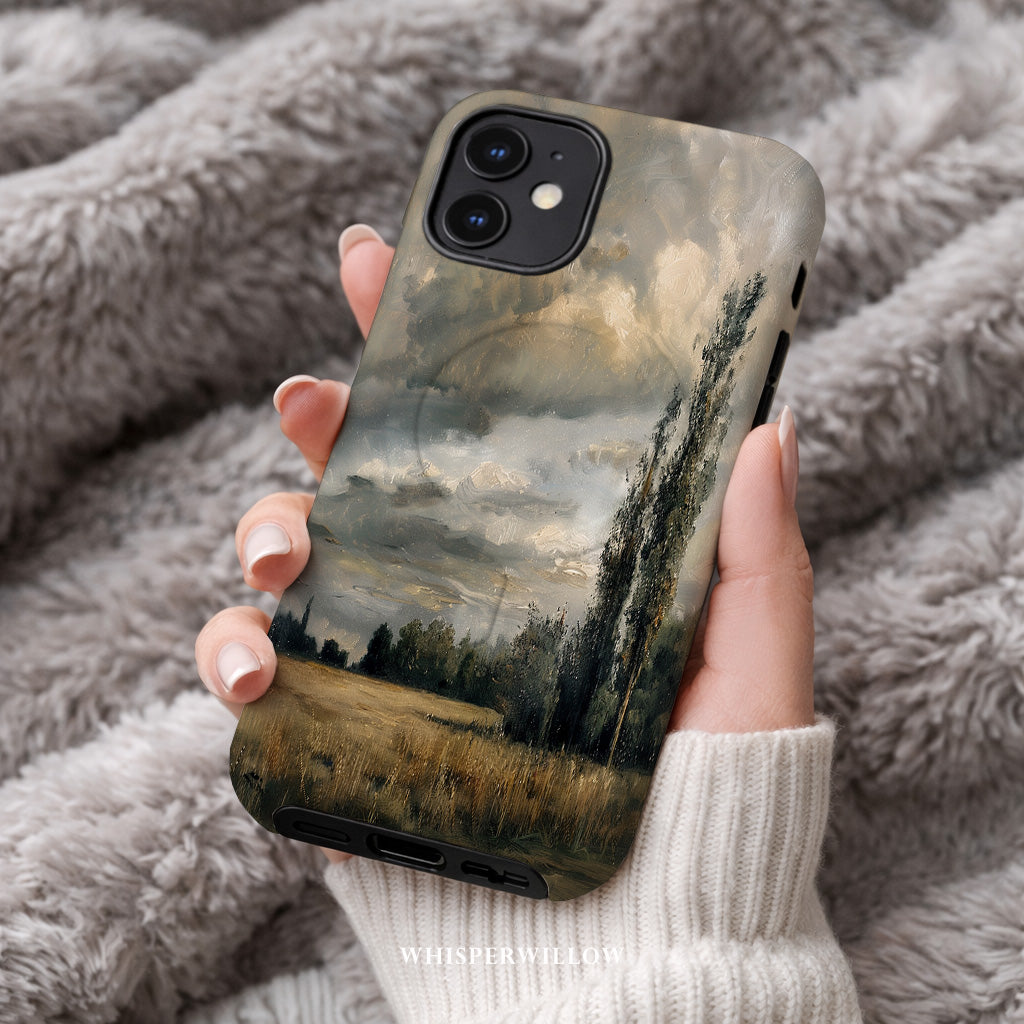 Moody Landscape Phone Case Compatible with iPhone MagSafe | Stormy Sky Nature Art | Rustic Scenic Aesthetic Multi-Size