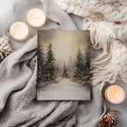 Notizbuch mit festem Einband: Winterwald mit Schneefall | Weihnachtslichter-Notizbuch | Weihnachtsgeschenk mit linierten Seiten