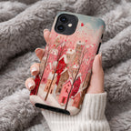 Romantic Winter Village Phone Case | Compatible with MagSafe & iPhone | Pink Heart Snow Town Aesthetic Protective Cover