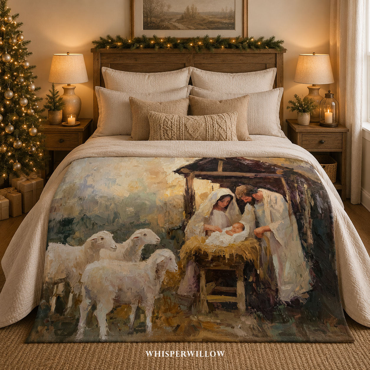 Nativity Christmas Throw Blanket - Holy Family Manger Gift