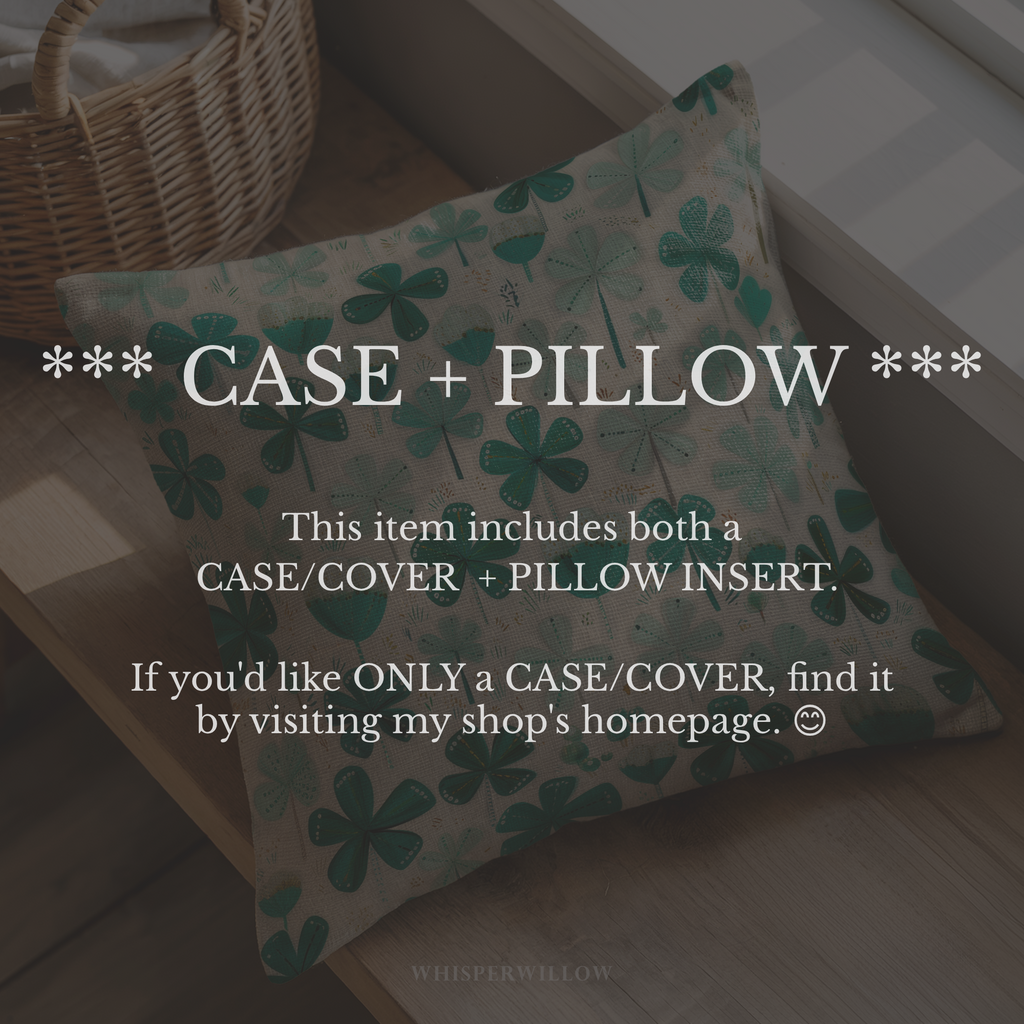 St Patrick Shamrock Throw Pillow and Case - Green Clover Cushion Irish Holiday Decor Gift