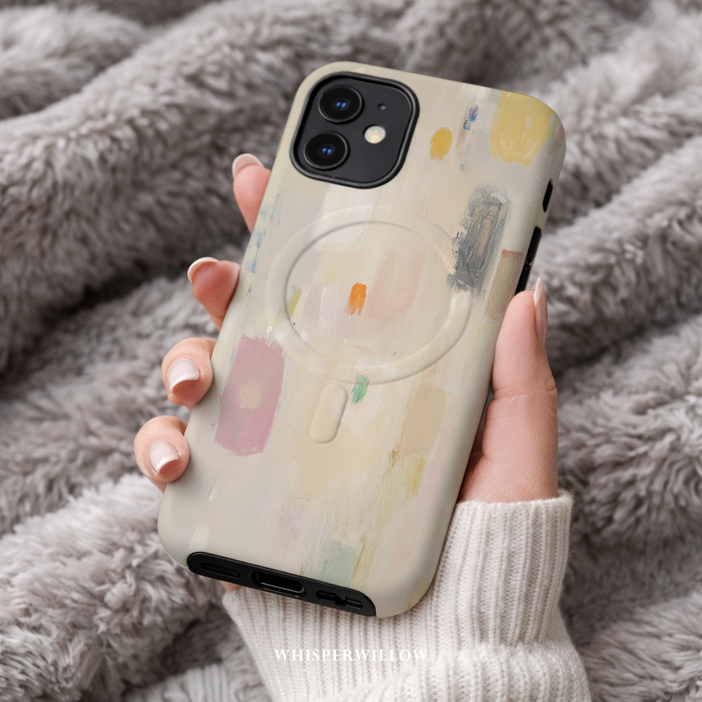 Abstract Pastel Art Magnetic Case | iPhone Compatible | Colorful Minimal Design Cover
