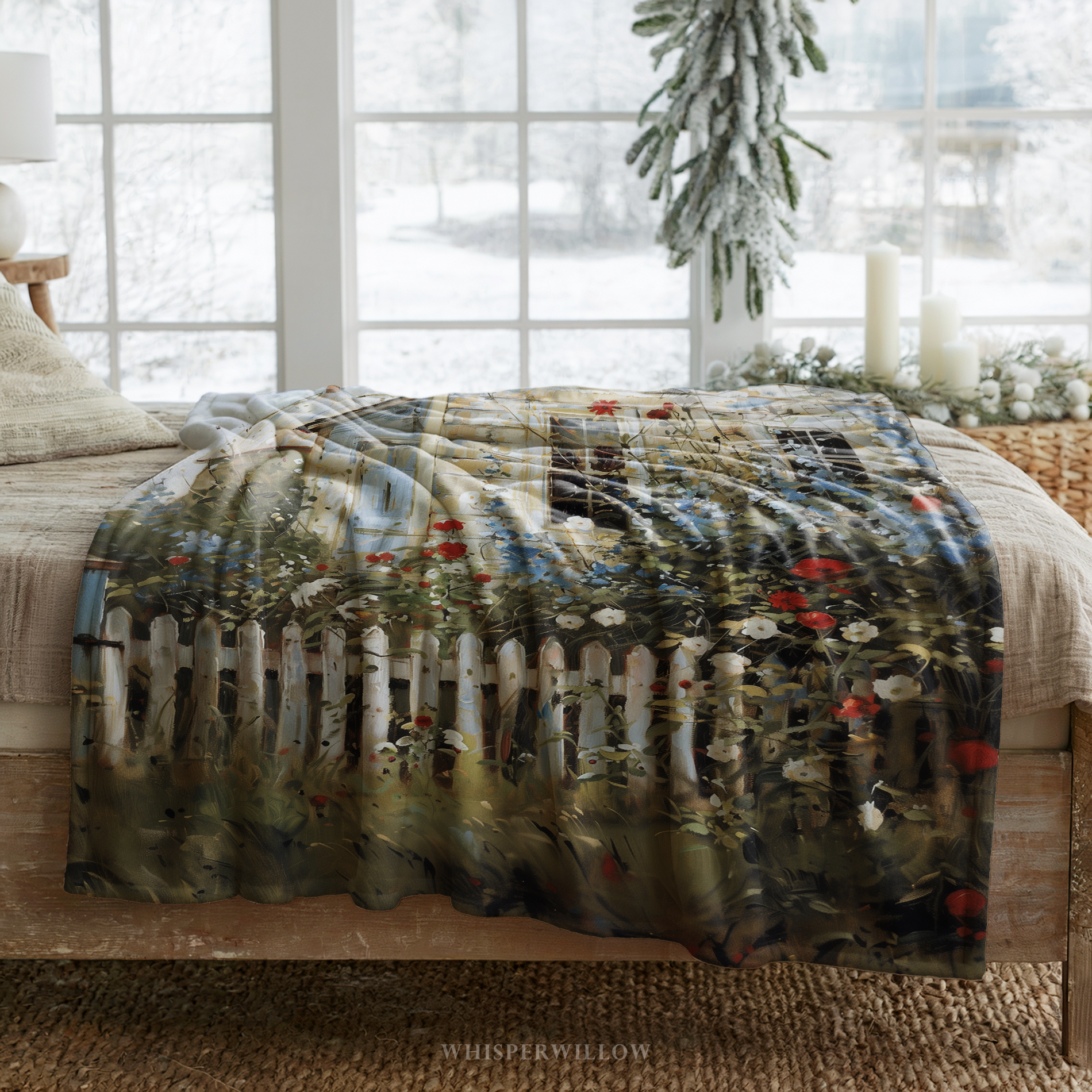 Patriotic Cottage Garden Throw Blanket - American Wildflower Farmhouse Gift