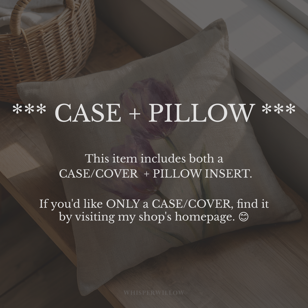 Muted Purple Tulips Throw Pillow | Botanical Floral Cushion | Neutral Beige Vintage Garden Decor | Minimalist Spring Accent