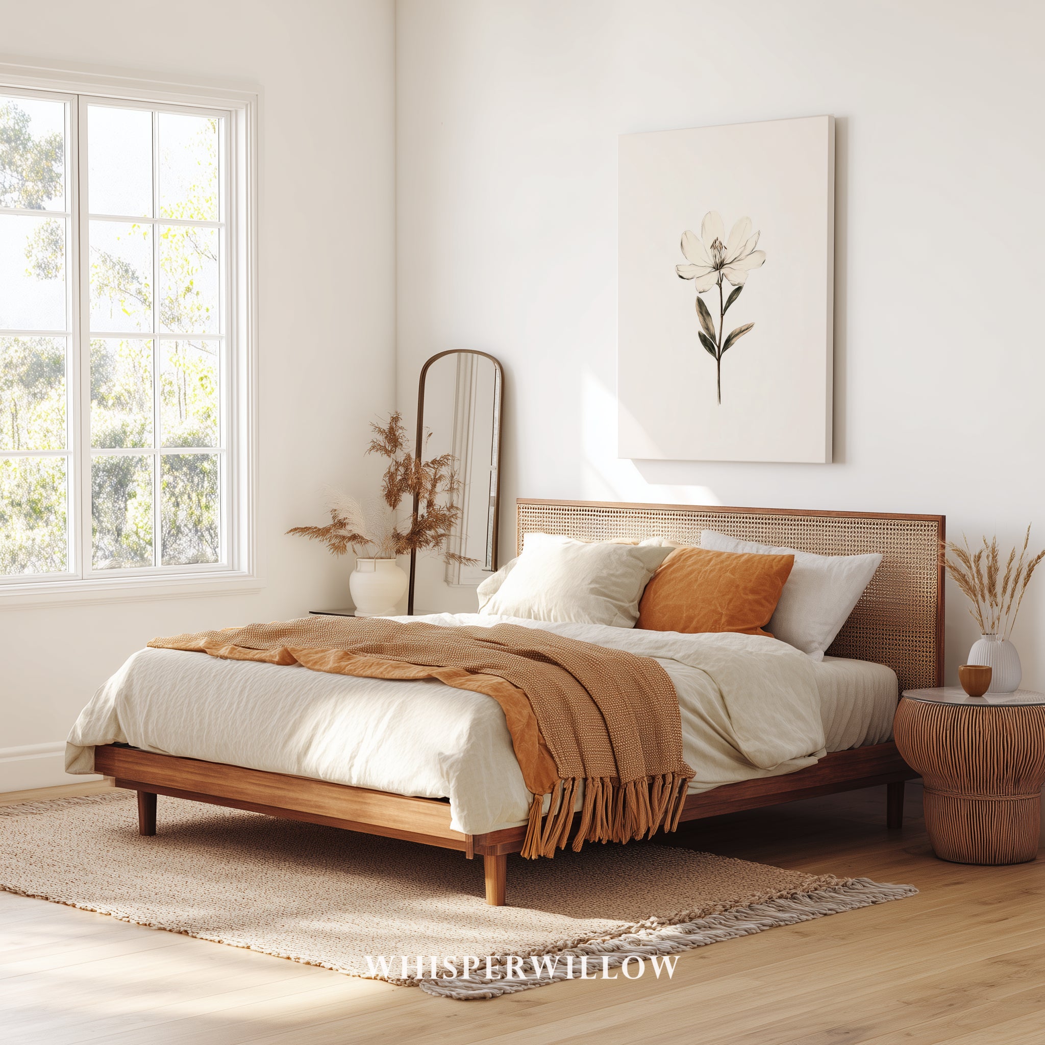 Magnolia Canvas Wall Art | Vintage Botanical White Floral Illustration | Simple Elegant Classic Decor